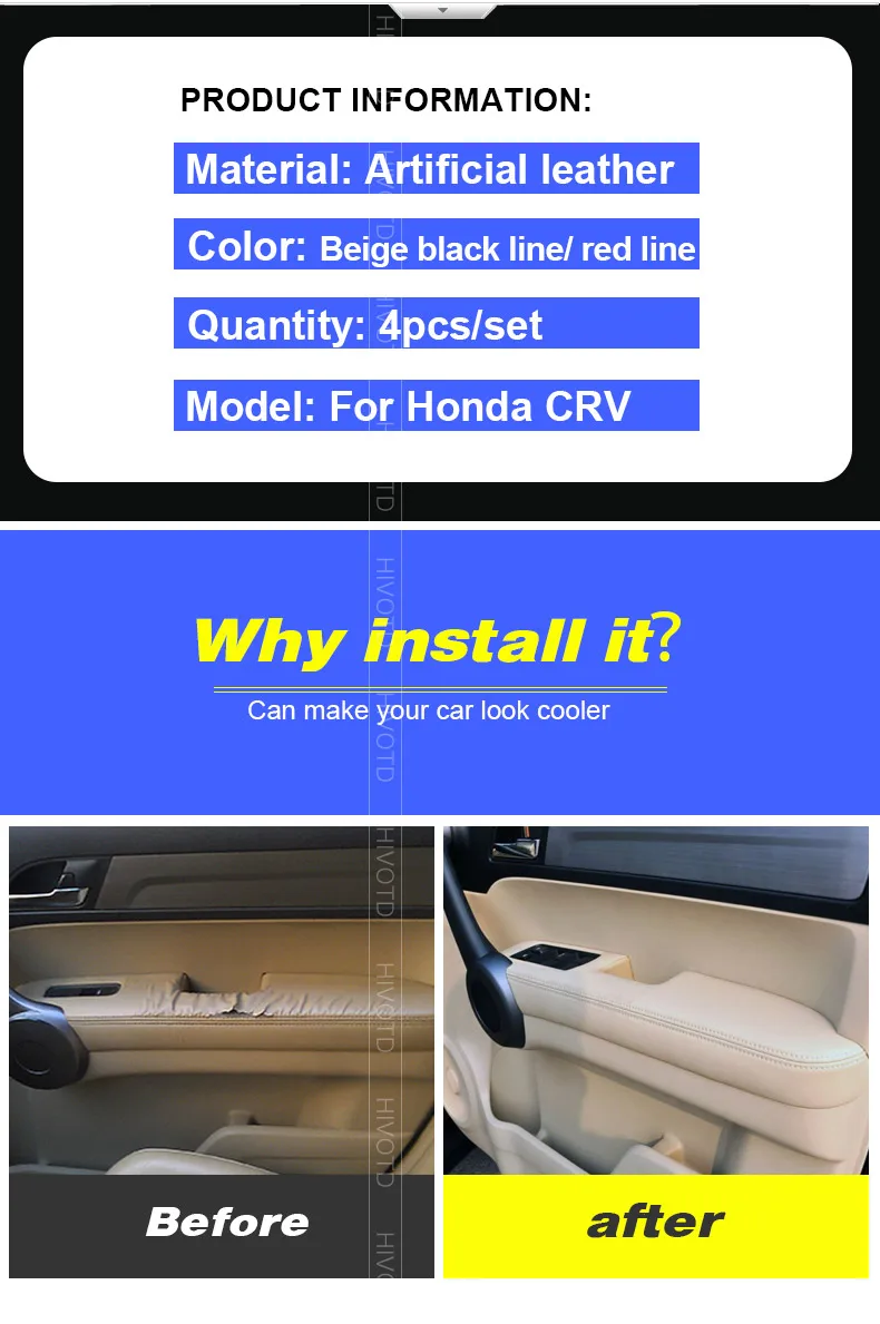 Hivotd для honda CRV аксессуары внутренняя дверная панель/подлокотник защитный чехол внутренние части автомобиля Стайлинг 2007 2008 2011 2013 ，автотовары аксессуары для авто