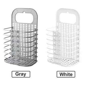 

2PCS Free Hooks Large Capacity Clothes Basket Washing Plastic Wall Hanging Foldable Laundry Basket Home Punch-Free Bathroom