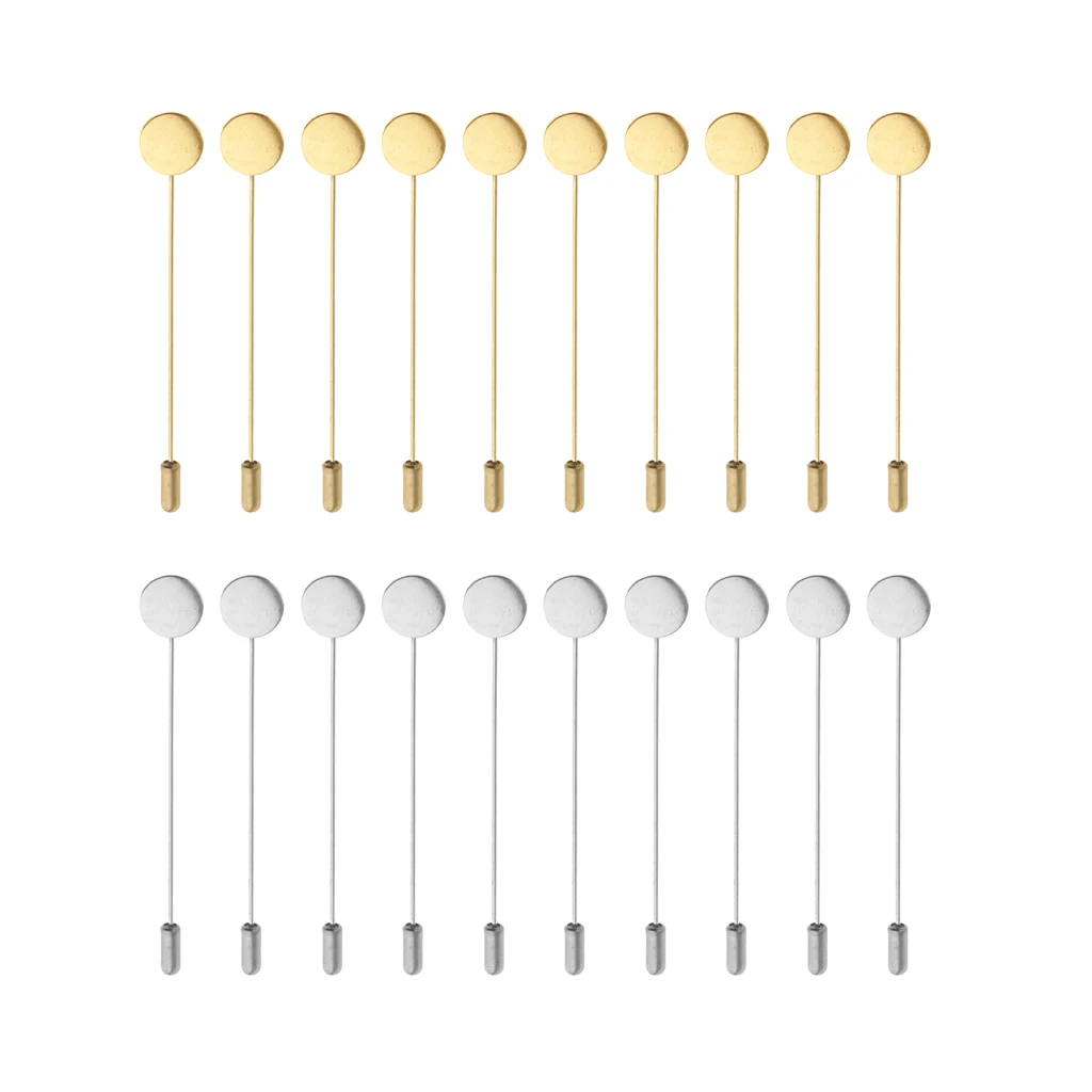 20 Pieces Bulk Base 1.2cm Lapel Stick Pin Hat Scarf Brooch DIY Art Findings