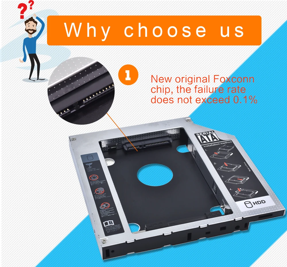 External hard drive case TISHRIC Universal 12.7mm/9.5mm HDD Caddy Case SATA 3.0 2.5" Enclosure Adapter HDD Hard Box For Laptop Optibay Aluminum/Plastic