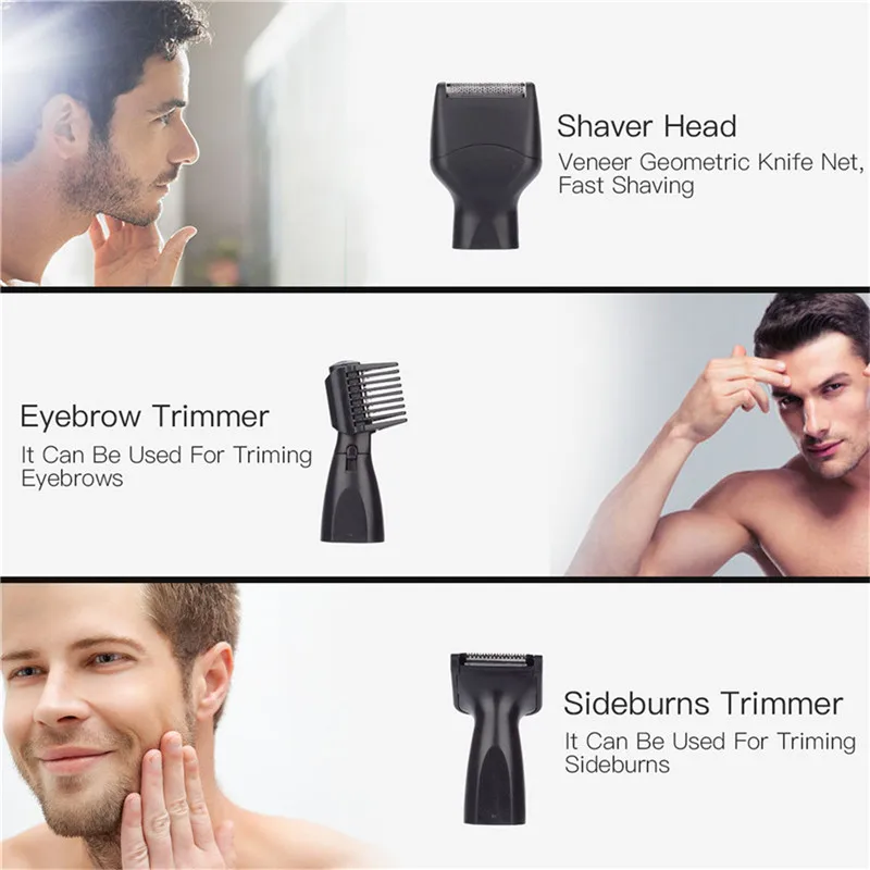 Men Multifunction USB Rechargable Ear Nose Trimmer Portable Electric Hair Removal Beard Sideburns Eyebrow Safety Razor Shaver
