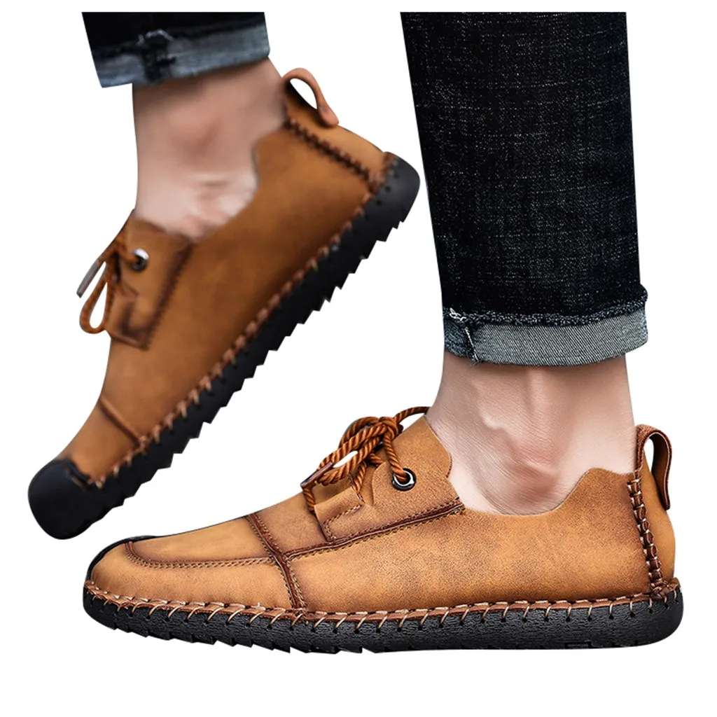 SAGACE Hot Sale Designer shoes Men Casual Loafers Fashion Men's Retro High-Top Non-Slip Wear-Resistant Lace-Up Leather Shoes | Спорт и