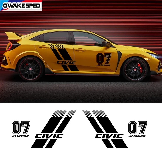 NO.7 Racing Sport Streifen Auto Tür Seite Decor Aufkleber Für Honda Civic Type  R Fließheck Limousine Zebra Auto Körper Decor vinyl Aufkleber - AliExpress