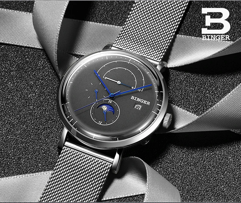 Швейцарские автоматические часы Бингер мужской роскошный бренд часов Механические мужские s часы сапфир мужской Япония движение Мужчины t reloj hombre