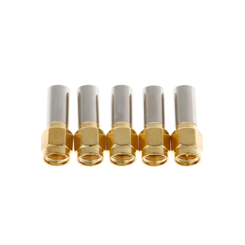 

5 Pcs SMA Male Plug RF Coaxial Connector Crimp For RG58 RG142 RG400 LMR195 RG223