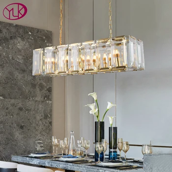 

Top luxury modern chandelier lighting for dining room large rectangle kitchen island chain chandeliers gold crystal lamps