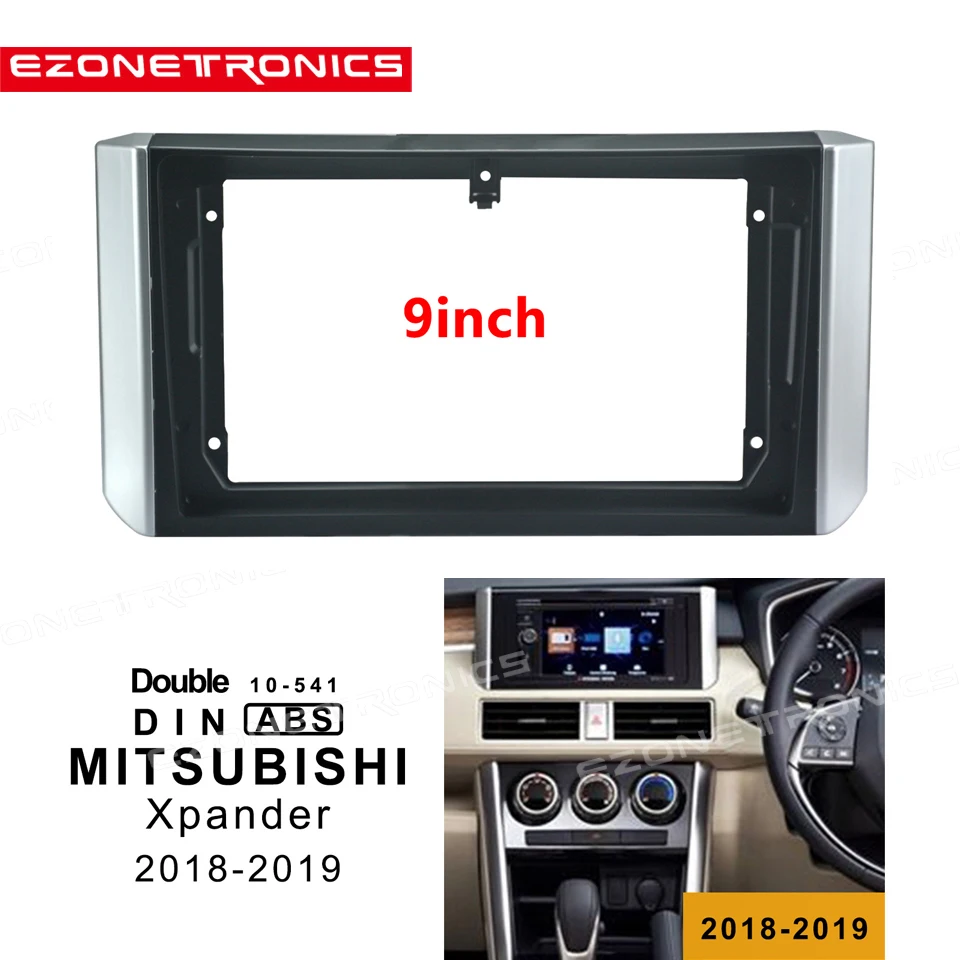 2di1Din Car DVD Frame Audio Fitting Adaptor Dash Trim Facia Panel 9&quot For MITSUBISHI Xpander 2018-2019 Double Din Radio Player |