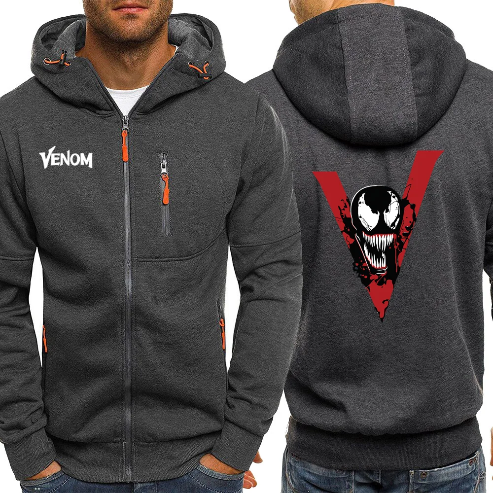 Venom спортивная одежда осень Новые мужские толстовки с длинным рукавом хип хоп флисовые куртки на молнии толстовки с Marvel повседневное пальто с капюшоном
