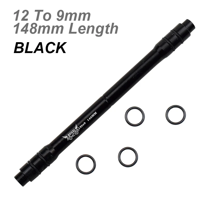 12-9mm 148mm Black MTB велосипед мост концентратор Quick Release 100/110/135/142/148 мм герметичный подшипник переднее колесо велосипеда втулка QR резьбовой переходник 12/15 мм до 9 мм - Цвет: 12-9mm 148mm Black