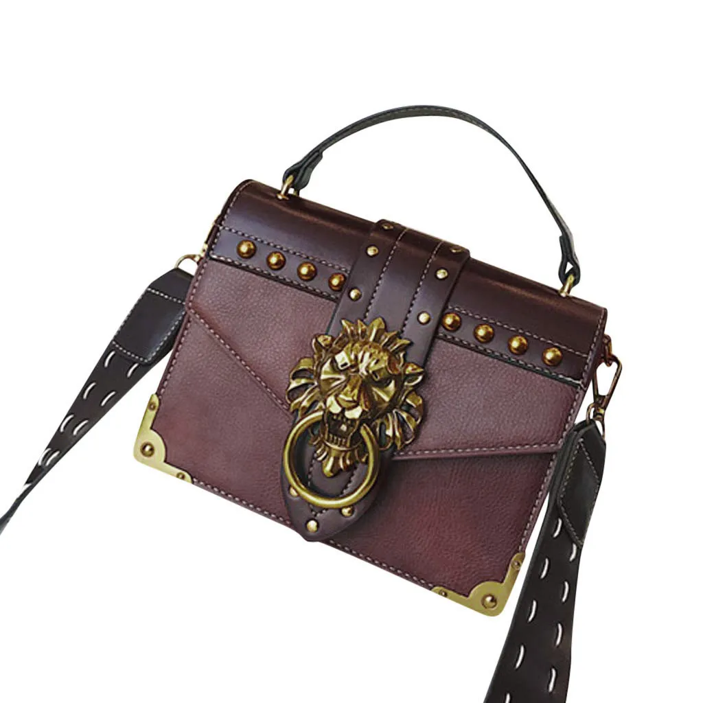 

Woman Fashion Metal Head Shoulder Bag Mini Square Crossbody Bag