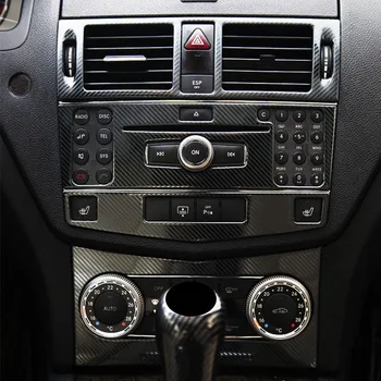 

Carbon Fiber Color Car Center Console Air Conditioning Outlet CD Frame Decoration Sticker For Mercedes Benz C Class W204 2007-10