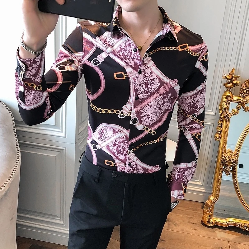 Gold Chain Men's Shirts Slim Fit 