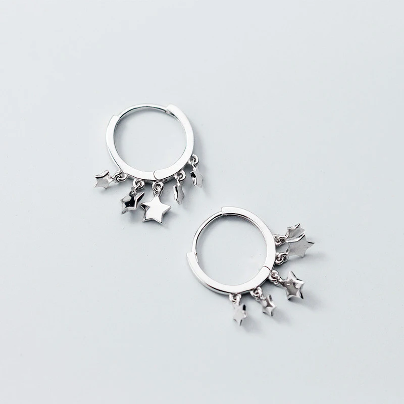 A silver GHIDBK 925 пробы Серебряные звезды очаровательные серьги-кольца милые и милые монета кулон Huggie серьги корейские простые серебряные серьги - Окраска металла: A silver
