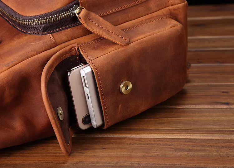 Side Pocket of Leather Backpack