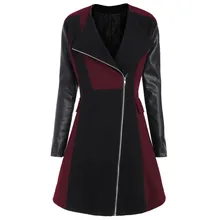 Женский свитер, пальто с меховой подкладкой, зимнее теплое женское Шерстяное кожаное лоскутное длинное пальто, куртка, пальто, женская куртка, пальто для женщин