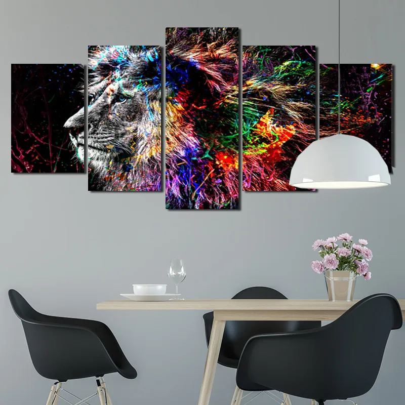 

2020 Top Selling Customizable Wall Painting Abstract Colorful Tiger Printing Art Modern Home Decoration Canvas Frameless Poster