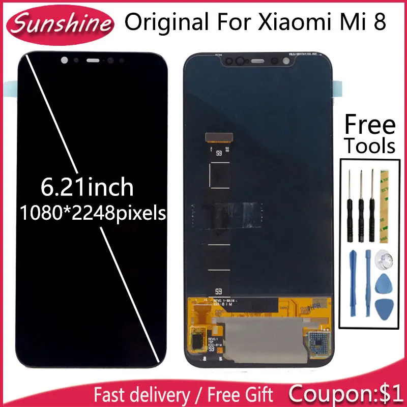 ЖК-дисплей 6 21 дюйма OLED для XIAOMI Mi 8 Mi8 сменный дигитайзер сенсорного экрана 100%