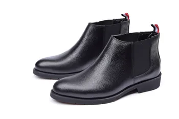 

Ankle Men Leather Boots Black Brown Work Shoes Round Toe Soft-sole Cowhide Pointed Toe Genuine Leather Cow Leather Split Leather