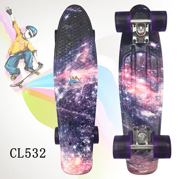 

22" Cruiser Skateboard Graphic Galaxy Starry Printed Skate Board 56cm Skateboard Deck Mini Plastic Skate Board Retro Longboard