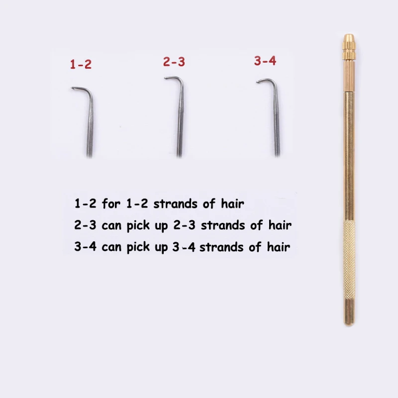 1PC Bronze Wig Ventilating Holder+3 PCS Ventilating Needles(1 2,2 3,3 4