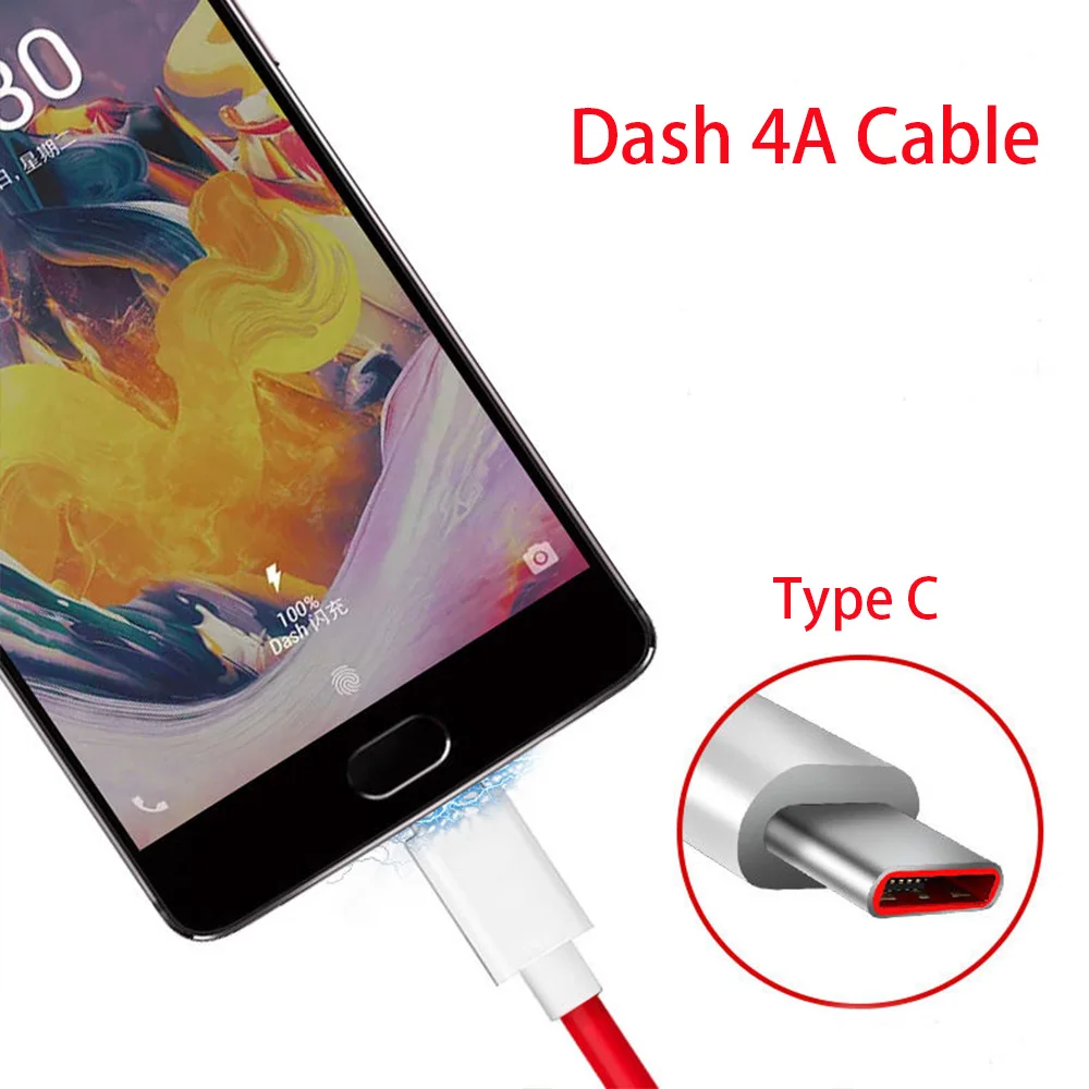 Oneplus Dash Зарядное устройство 5V4A для One plus 6 5/5 T/3/3T тире зарядный адаптер 100 см круглый Dash USB зарядка Тип C кабель