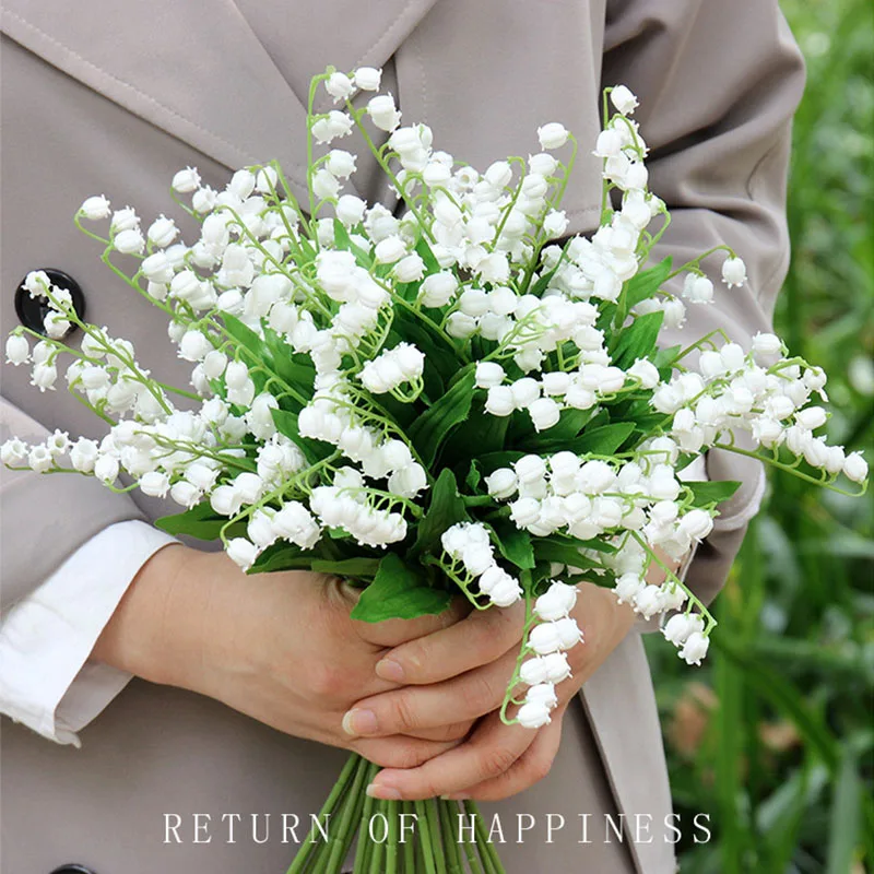 

Artificial Lily of The Valley Flower White Orchids for Home Decoration for Valentine's Day Christmas Wedding Decoratoin Gifts