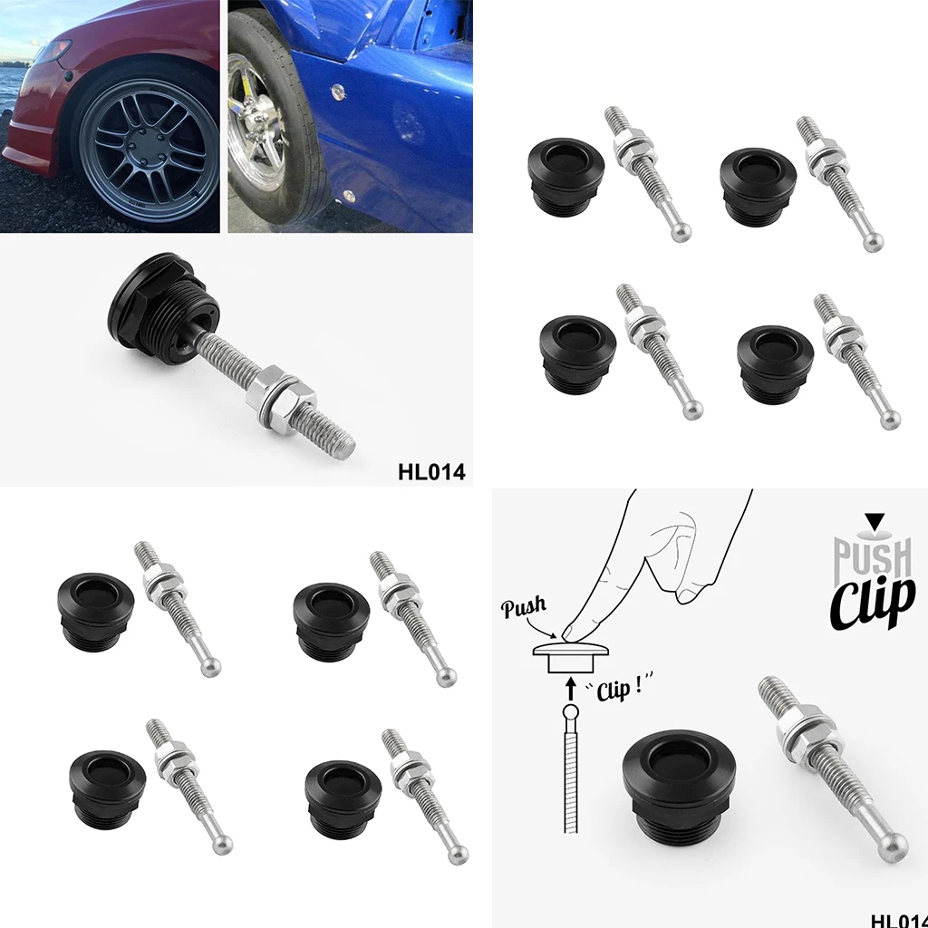 8Pcs Heavy Duty Aluminum Hood Pin Kit - 0.87''/ 22mm Quick Release Latch for Mostly Car DIY - Black