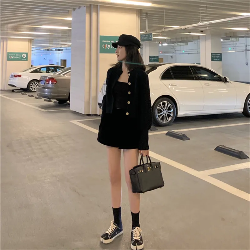 RUGOD New Women Knitted Cardigan Korean Chic Vintage Stylish Short Sweater Coat O-neck Long Sleeves Slim Autumn Coat Female