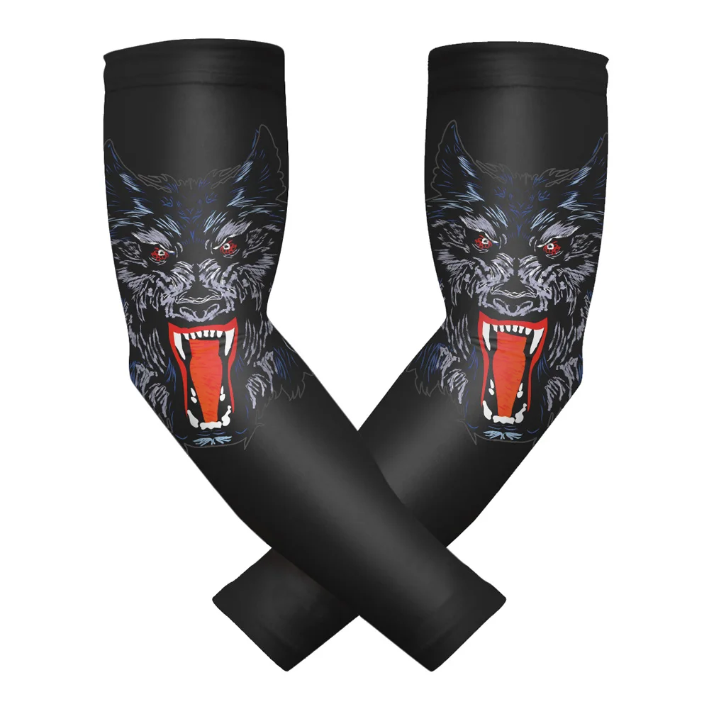 

Wolf howl Sports Compression Arm Sleeves UV SUN Compression Arm Sleeve Arm Warmers Cooling Father's son's present fun fans gift