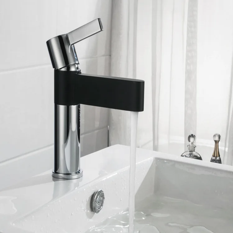 

Copper hot and cold black square nozzle swing basin faucet