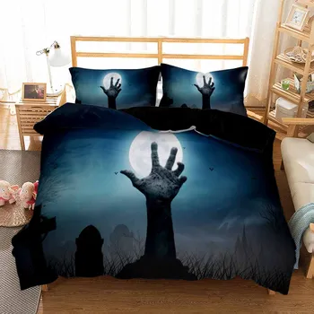 

Halloween Bedding Set Adult Boy Duvet Cover Pillowcase Zombie Quilt Cover Double Bed Set Queen King Double Bedspread