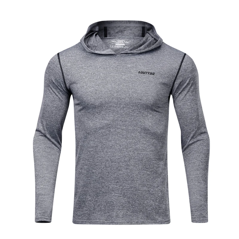 

Running T Shirts Quick Dry Men's Hoodies Collar Tops Tees Shirt Men Full Sleeve Slim Male Hoody Training Shirt
