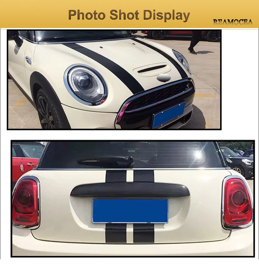 Reamocea 2Pcs dWm2754536 Black Red Vinyl Car Bonnet Stripes Hood Sticker Cover Decal Fit For BMW MINI Cooper R50 R53 R56 R55 (11)