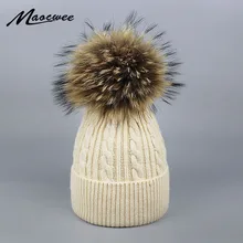 Sopamey, натуральная норка, шапочка с помпоном, женские Меховые помпоны, шапки, зимний лыжный вязаный трикотаж, помпоны, шапки, Балаклава, флисовая маска