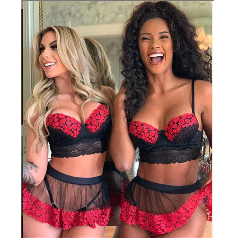 Женский кружевной топ без рукавов с персиковым принтом в виде сердца эротический