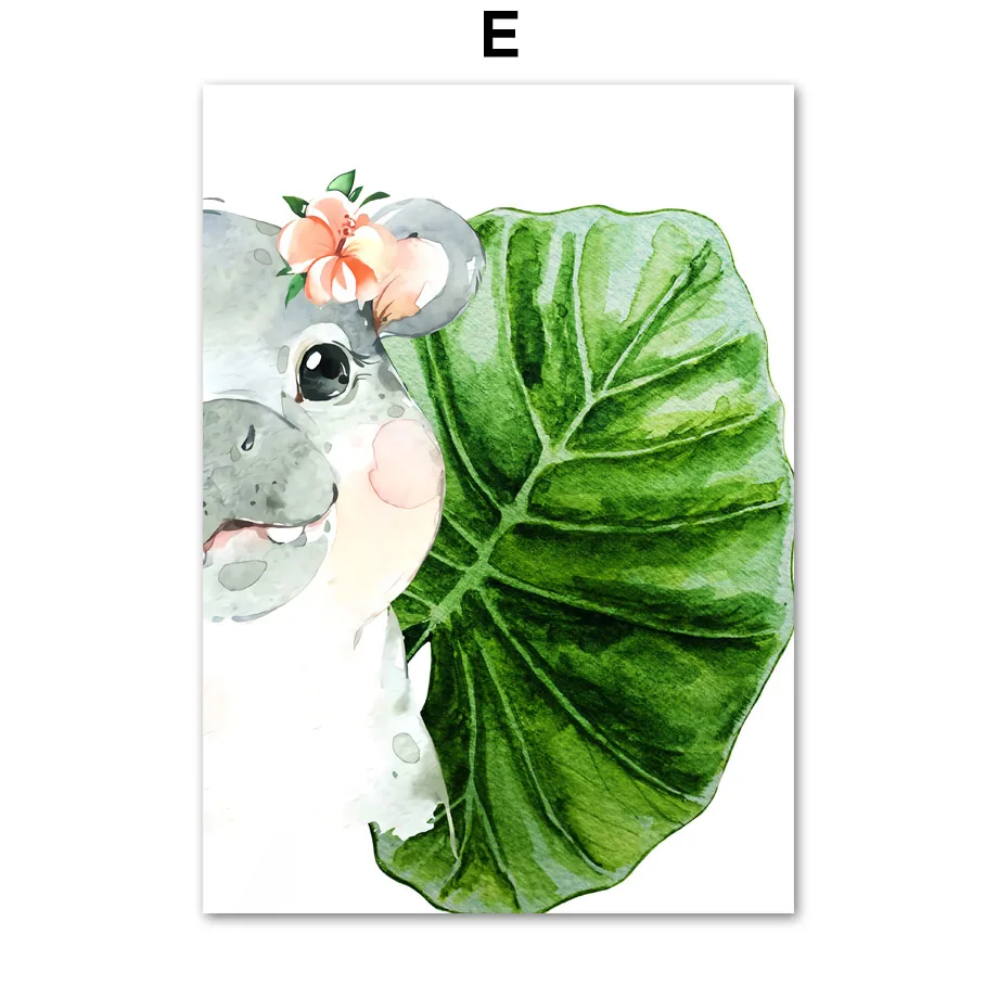 Plant-Leaf-Zebra-Elephant-Monkey-Animal-Wall-Art-Canvas-Painting-Nordic-Posters-And-Prints-Nursery-Wall (7)