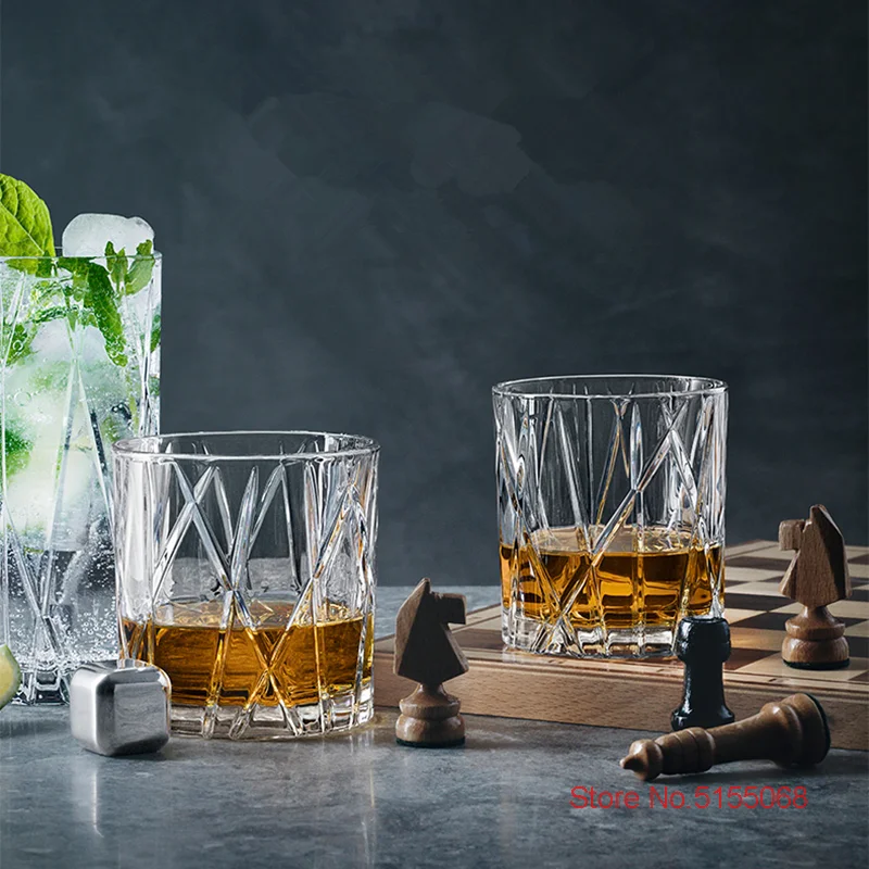 Whisky Glass Old Fashioned Wineglass Mulled Wine Tumbler Shadow Art Clear Crystal For Bar Nordic Style Denmark CITY whiskey glass