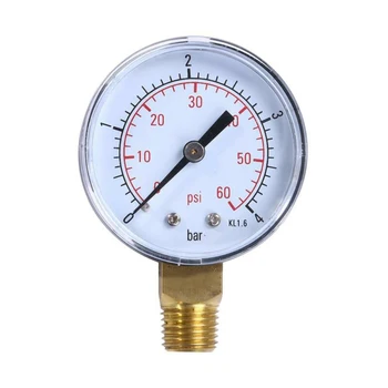 

1x Air Oil Water Pressure Gauge Tool 0-60 PSI 1/4 NPT Side Mount 50MM Practical