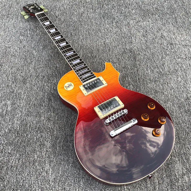 

2019 High quality 6 String Electric Guitar, Mahogany body With Flamed Maple Top,Cheery sunburst paint,free shipping
