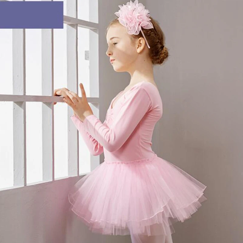 pink Детская Балетная пачка для гимнастики, балетное платье, элегантное трико для девочек, базовое хлопковое детское балетное платье для танцев, танцевальное платье для выступлений - Цвет: pink