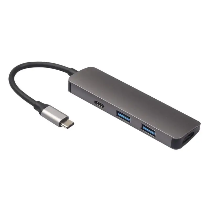VODOOL 4 в 1 Тип C до 4K HDMI 2xusb 3,0 кабель для быстрой передачи док-станция с PD Порты и разъёмы USB хаб для офиса Компьютерная периферия - Color: Gray