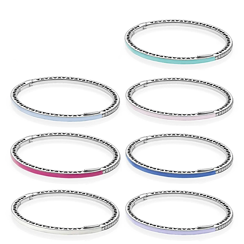 

KAKANY 925 Sterling Silver Bracelet Bangle 7color Multiple choice Fits European bracelet Style Jewelry Charms and Beads Gift