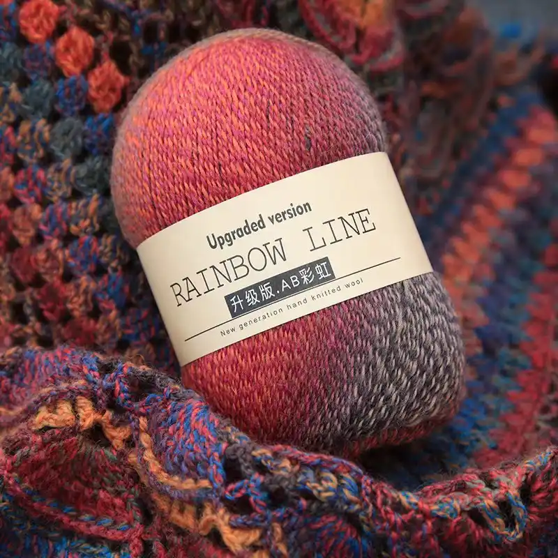 ドイツマジックボールレインボーラインabセクション染めウール高貴な女性ショールファンシー ウールかぎ針手ニット Yarn Aliexpress