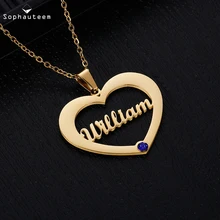 Fashion Custom Stainless Steel Name Necklace with Birthstone Pendant for Women Letter Gold Choker Necklace Lovers Christmas Gift Fashion Custom Stainless Steel Name Necklace with Birthstone Pendant for Women Letter Gold Choker Necklace Lovers Christmas Gift