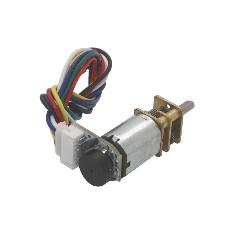 Фото DC мотор двигатель 6V с редуктором скорости вращения Micro Gear с металлическим коническим кодер-кодировщиком GA12-N20 №2