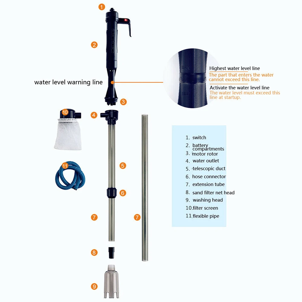 Electric Gravel Cleaner Aquarium Water Change Pump Cleaning Tools Water Changer Siphon for Fish Tank Water Filter Pump