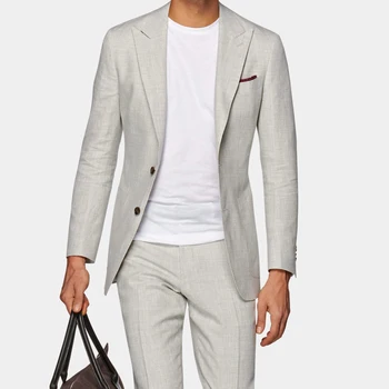 

2020 New Arrival Light Grey Houndstooth Havana Suit 2 Piece Slim Fit Groom Tuxedos Mens Wedding Suits(Jacket+Pants）