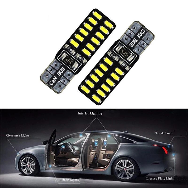10 шт. T10 светодиодный светильник CANBUS 3014 24 SMD для салона автомобиля W5W/194 168 габаритный светильник Авто лампочка источника резервная лампа белого цвета