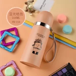 Изоляционная чашка из нержавеющей стали с героями мультфильмов, простая модная Корейская портативная детская чашка для мужчин и женщин, Студенческая бутылка-термос - Цвет: 350ML