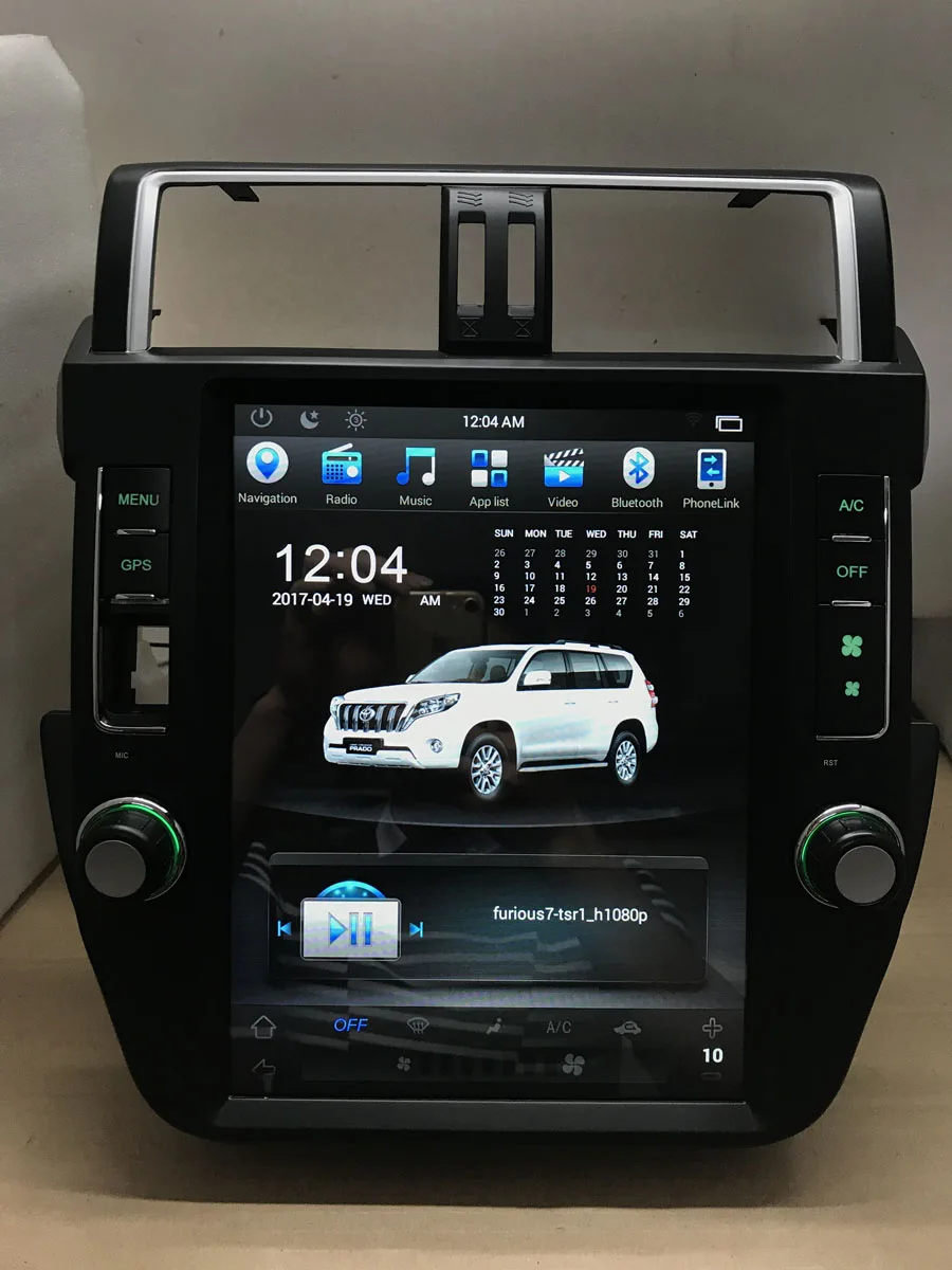 12," tesla стиль вертикальный экран android 6,0 четырехъядерный 32G Автомобильный gps Радио навигатор для Toyota prado